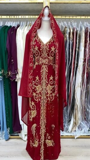 Sale!! Red Kaftan Dress Wedding/Nikkah Hand Beaded Luxury Gown