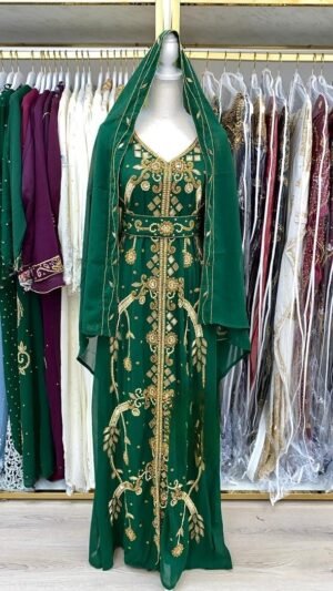 Sale!! Green Kaftan Dress Wedding/Nikkah Hand Beaded Luxury Gown