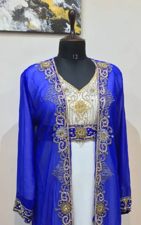 royal blue jacket style kaftan (1)