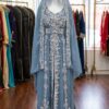 sky blue Moroccan bridal kaftan with silver embroidery (1)