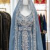 sky blue Moroccan bridal kaftan with silver embroidery (2)
