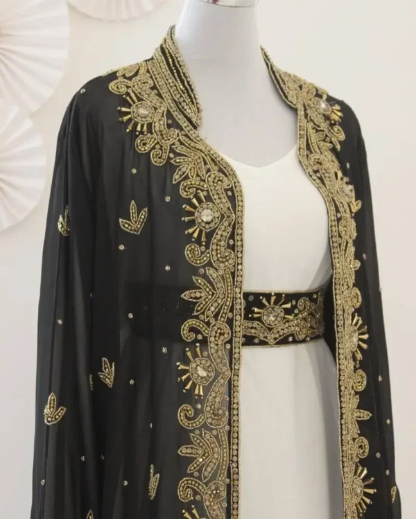 Black & White Handcrafted Zari Work Georgette Kaftan (2)