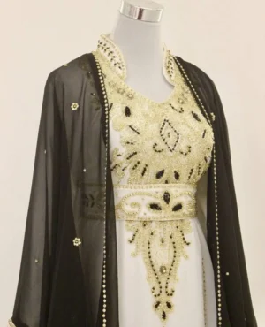 Black & White Handcrafted Zari Work Georgette Kaftan for Party & Wedding Wear (1)