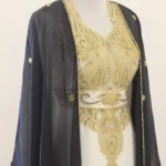 Black & White Handcrafted Zari Work Jacket-Style Georgette Kaftan (1)