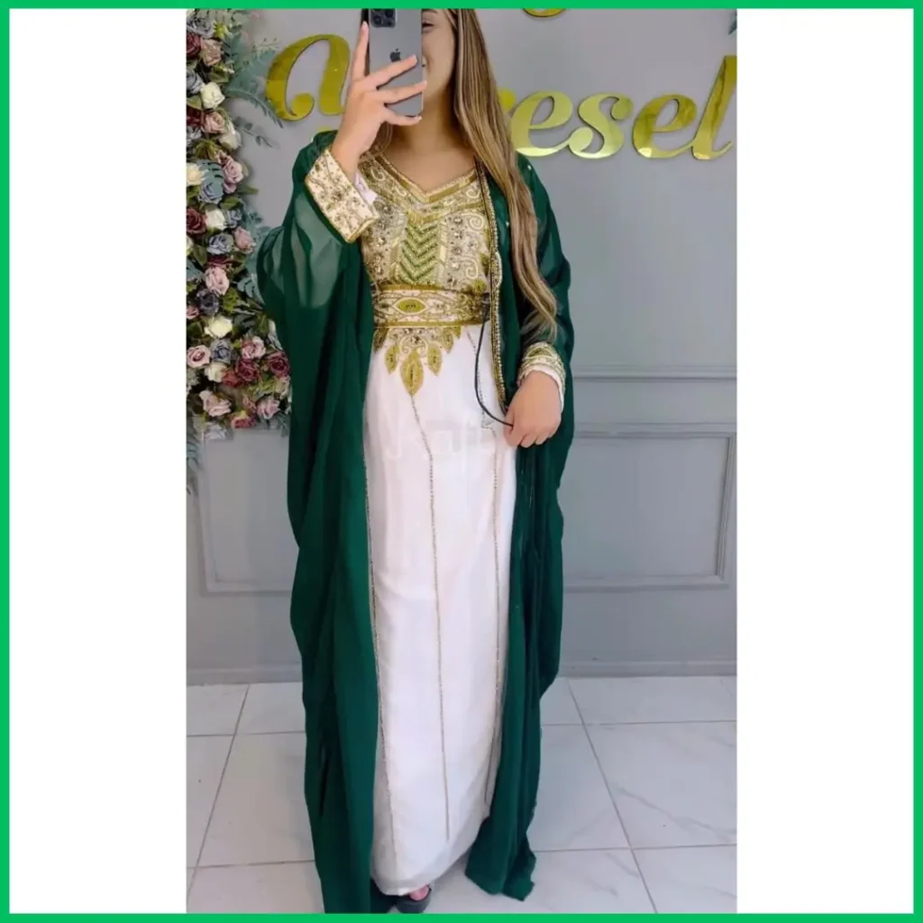 Buy Black and White Jacket Moroccan Wedding Kaftan Dress with Gold Hand  Embroidery