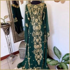 Elegant Green Kaftan Abaya (2)