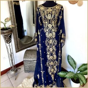 Elegant Navy Blue Kaftan Abaya (1)