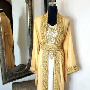 Gold and White Jacket Moroccan Wedding Kaftan