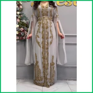 Grey Moroccan Wedding Kaftan Dress (1)