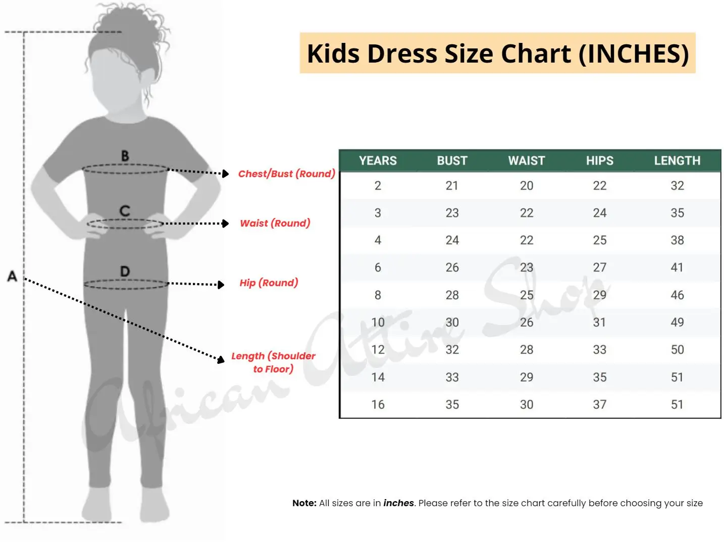 Kids' Size Chart