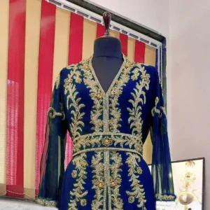 Navy Blue Zari Embroidered Kaftan (1)