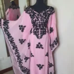 Pink Aari Embroidered Dubai Kaftan Dress