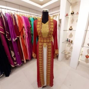 Red and White Jacket Moroccan Wedding Kaftan