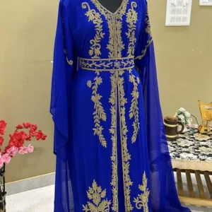 Royal Blue Embroidered Moroccan Kaftan (1)