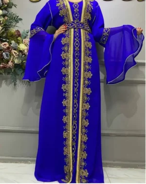 Royal Blue Moroccan Kaftan Dress (1)