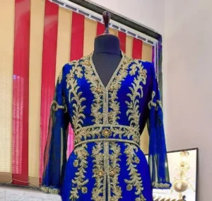 Royal Blue Zari Embroidered Kaftan (1)
