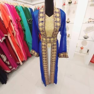 Royal Blue and White Jacket Moroccan Wedding Kaftan