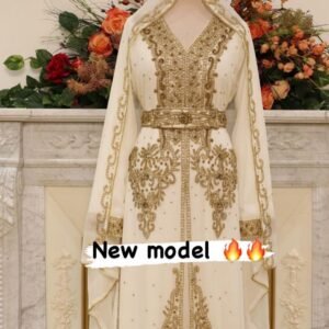 Royal White Bridal Kaftan Floor Length Gown for Wedding (1)