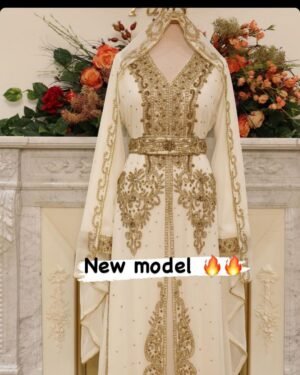 Royal White Bridal Kaftan Floor Length Gown for Wedding (1)