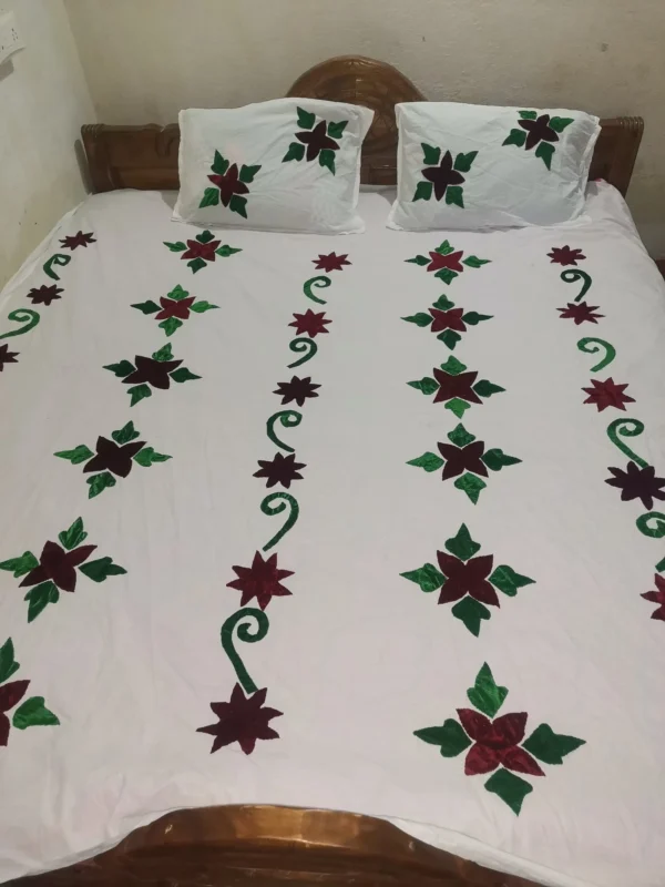 Velvet Applique Cutwork Cotton Bedsheet (1)