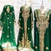 Dark Green Aari Embroidered Kaftan Dress new desing (2)