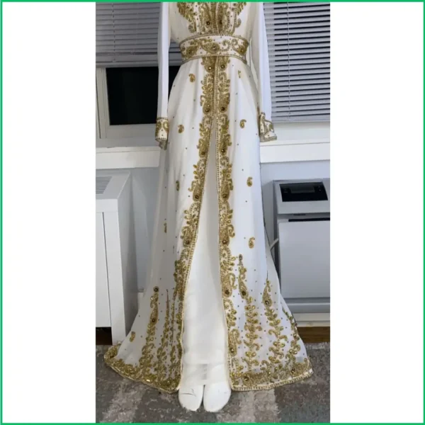 White Bridal Moroccan Kaftan Dress 1