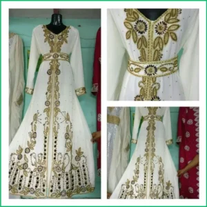 White Luxurious Moroccan Kaftan Wedding Dress Long Gown