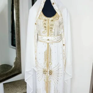 White Moroccan Kaftan Wedding Dress