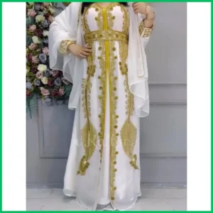 White Moroccan Wedding Kaftan Dress (1)