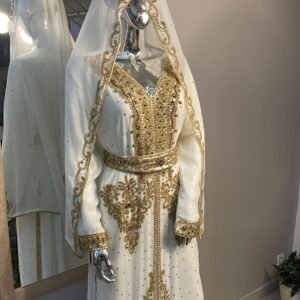 white kaftan wedding dress