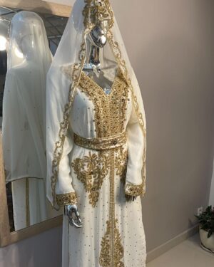 white kaftan wedding dress