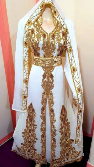 Beautiful White Moroccan Kaftan for Weddings