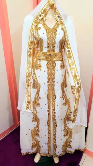 Classic White Wedding Moroccan Kaftan
