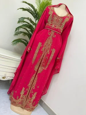 Designer Moroccan Kaftan with Intricate Hand Embroidery