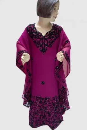 Girls Caftan with Zari Embroidery – Kids Kaftan for Events (1)