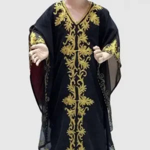 Black Islamic Girls Caftan – Kids Kaftan with Hand-Beaded Style