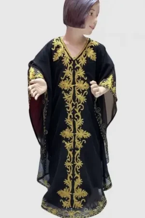 Black Islamic Girls Caftan – Kids Kaftan with Hand-Beaded Style
