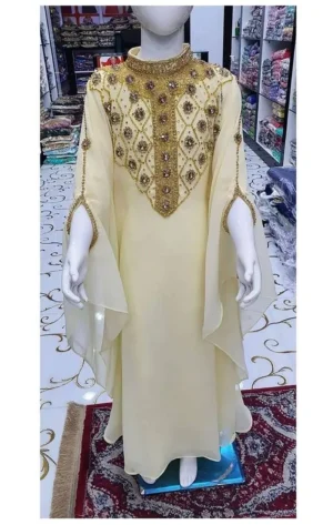 Kids Kaftan Dress with Hand-Beaded Zari – Ages 2-16 (1)