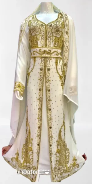 Luxurious White Wedding Moroccan Kaftan