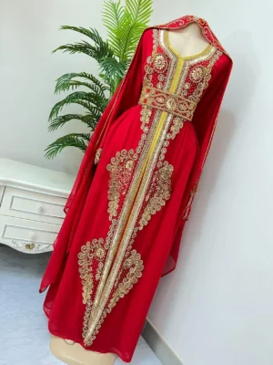 Luxury Moroccan Kaftan Made from Premium Georgette Fabric
