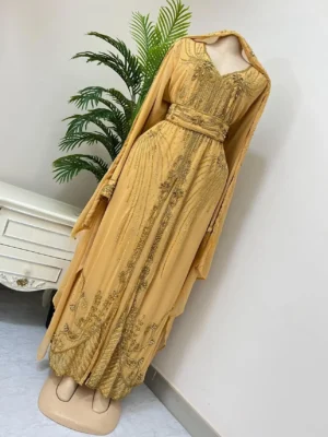 Modern Hand Embroidered Moroccan Kaftan for Formal Events