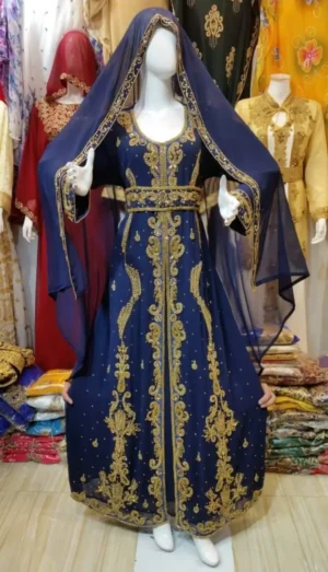 Royal Blue Moroccan Kaftan (1)