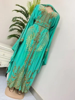 Stylish Moroccan Kaftan with Handcrafted Details for Weddings