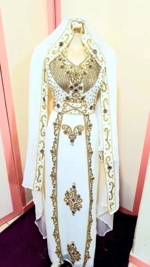 Timeless White Wedding Moroccan Kaftan