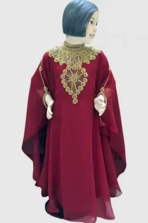 Unique Kids Kaftan with Zari – Beautiful Islamic Dress for Girls (1)