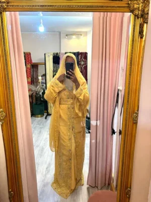Yellow Mioroccan Kaftans Abaya (1)
