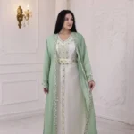 jacket style Designer White Moroccan Kaftan