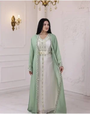 jacket style Designer White Moroccan Kaftan