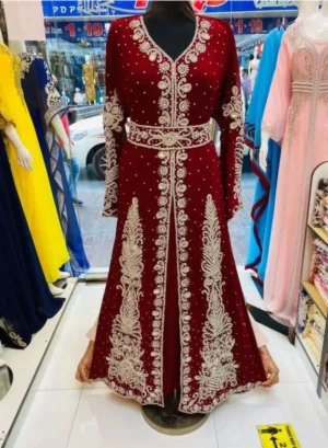 Modern Moroccan Kaftan with Hand Embroidery