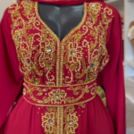 Traditional Moroccan Kaftan with Hand Embroidery for Bridal Elegance